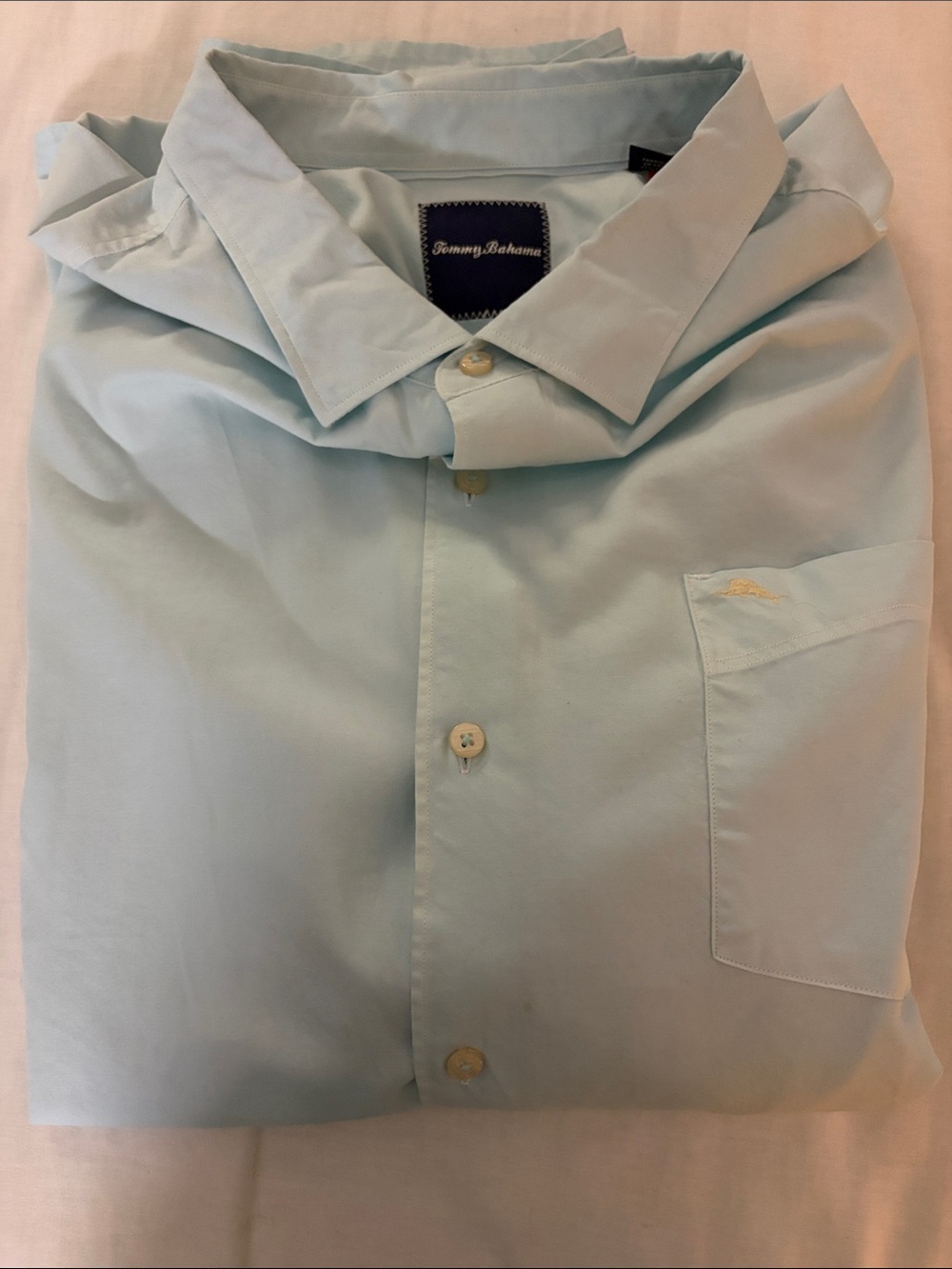 Tommy Bahama Men's Pale Blue Cotton Button-Down Shirt 3XLB